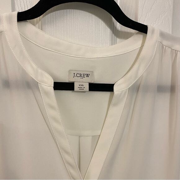 J.Crew Factory White Short Flutter Sleeve Semi-Sheer Button Up Blouse Size XXL - Picture 4 of 7